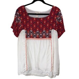Sundance Women’s  Red and White Embroidered Blouse SzS